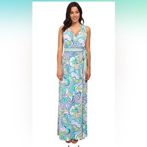 NWT Lilly Pulitzer Bellina Wrap Maxi in Conch Republic Stretch Jersey Dress